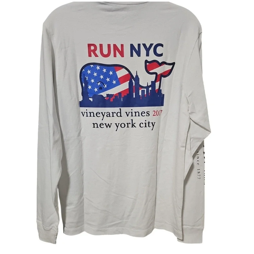 NWOT Vineyard Vines Unisex Small S RUN NYC Fresh Air‎ Fund LS Pocket Tee
